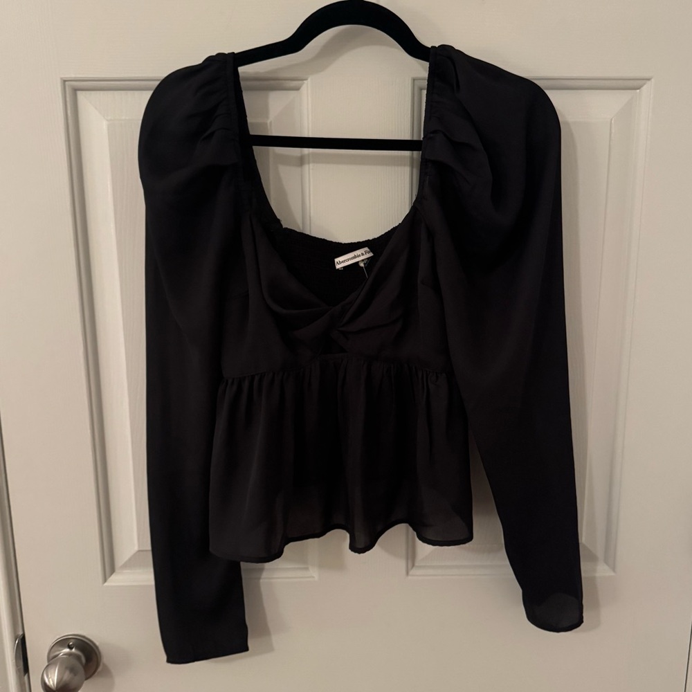 NWT Long Sleeve Black Semi Sheer Abercrombie & Fitch Blouse size Small